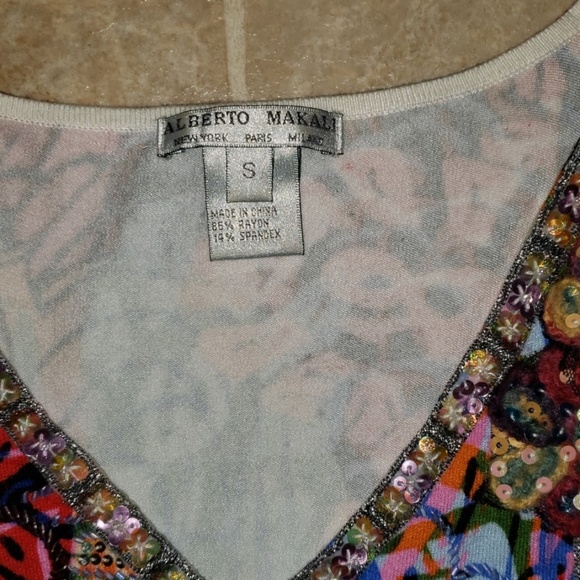Alberto Makali Beaded Sleeveless Top Women's Size Small - Picture 2 of 7